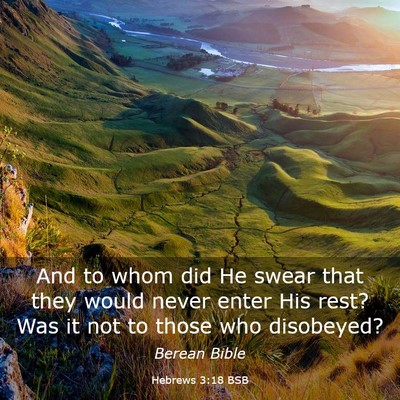 Picture 03 - Hebrews 3:18 BSB - And to whom did He swear that they would never - Bible Verse Picture