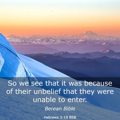Picture 03 - Hebrews 3:19 BSB - So we see that it was because of their unbelief - Bible Verse Picture