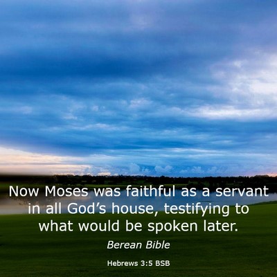 Picture 03 - Hebrews 3:5 BSB - Now Moses was faithful as a servant in all - Bible Verse Picture