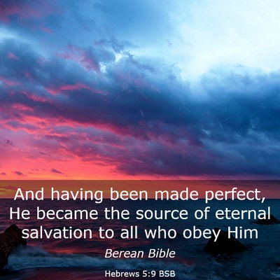 Picture 03 - Hebrews 5:9 BSB - And having been made perfect, He became the - Bible Verse Picture