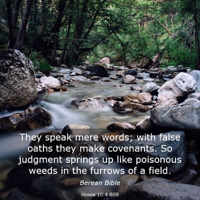 Picture 03 - Hosea 10:4 BSB - They speak mere words; with false oaths they make - Bible Verse Picture