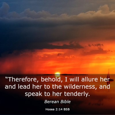 Picture 03 - Hosea 2:14 BSB - “Therefore, behold, I will allure her and lead - Bible Verse Picture