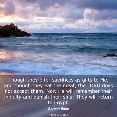 Picture 03 - Hosea 8:13 BSB - Though they offer sacrifices as gifts to Me, and - Bible Verse Picture