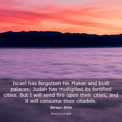 Picture 03 - Hosea 8:14 BSB - Israel has forgotten his Maker and built palaces; - Bible Verse Picture