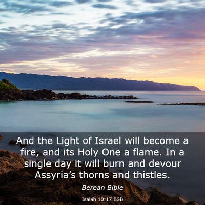 Picture 03 - Isaiah 10:17 BSB - And the Light of Israel will become a fire, and - Bible Verse Picture
