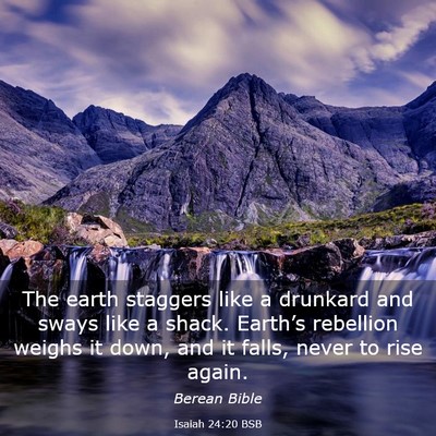 Picture 03 - Isaiah 24:20 BSB - The earth staggers like a drunkard and sways like - Bible Verse Picture