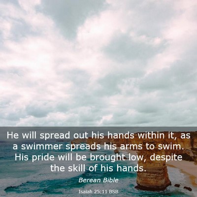Picture 03 - Isaiah 25:11 BSB - He will spread out his hands within it, as a - Bible Verse Picture