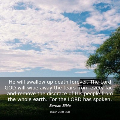 Picture 03 - Isaiah 25:8 BSB - He will swallow up death forever. The Lord GOD - Bible Verse Picture