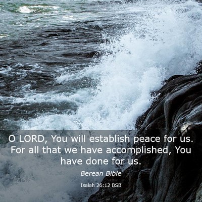 Picture 03 - Isaiah 26:12 BSB - O LORD, You will establish peace for us. For all - Bible Verse Picture