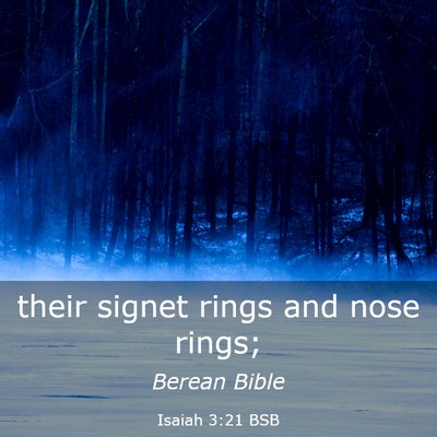 Picture 03 - Isaiah 3:21 BSB - their signet rings and nose - Bible Verse Picture