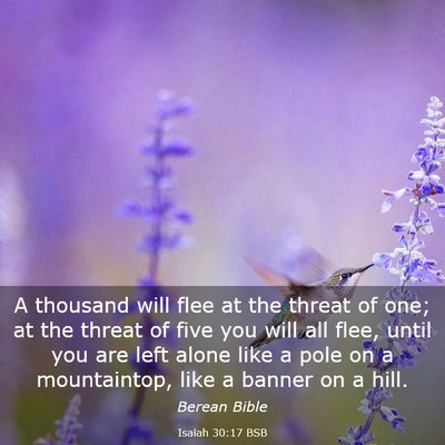 Picture 03 - Isaiah 30:17 BSB - A thousand will flee at the threat of one; at the - Bible Verse Picture