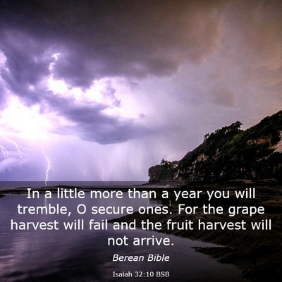 Picture 03 - Isaiah 32:10 BSB - In a little more than a year you will tremble, O - Bible Verse Picture