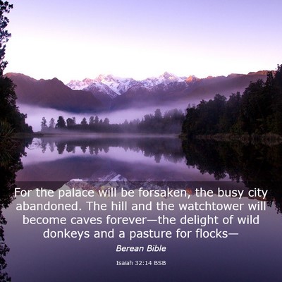 Picture 03 - Isaiah 32:14 BSB - For the palace will be forsaken, the busy city - Bible Verse Picture