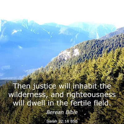 Picture 03 - Isaiah 32:16 BSB - Then justice will inhabit the wilderness, and - Bible Verse Picture