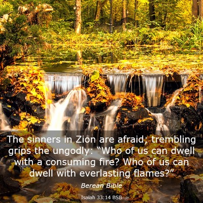 Picture 03 - Isaiah 33:14 BSB - The sinners in Zion are afraid; trembling grips - Bible Verse Picture