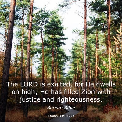 Picture 03 - Isaiah 33:5 BSB - The LORD is exalted, for He dwells on high; He - Bible Verse Picture