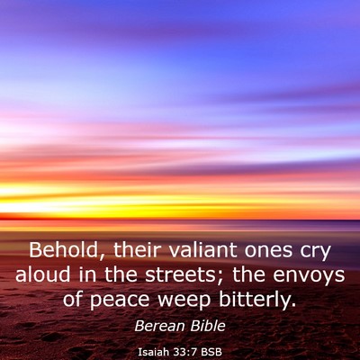 Picture 03 - Isaiah 33:7 BSB - Behold, their valiant ones cry aloud in the - Bible Verse Picture