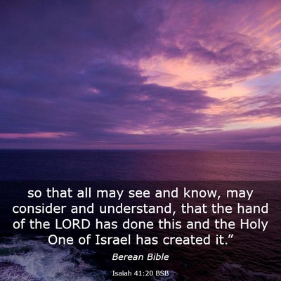Picture 03 - Isaiah 41:20 BSB - so that all may see and know, may consider and - Bible Verse Picture