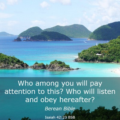 Picture 03 - Isaiah 42:23 BSB - Who among you will pay attention to this? Who - Bible Verse Picture