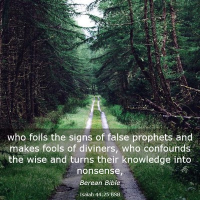 Picture 03 - Isaiah 44:25 BSB - who foils the signs of false prophets and makes - Bible Verse Picture