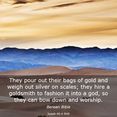 Picture 03 - Isaiah 46:6 BSB - They pour out their bags of gold and weigh out - Bible Verse Picture