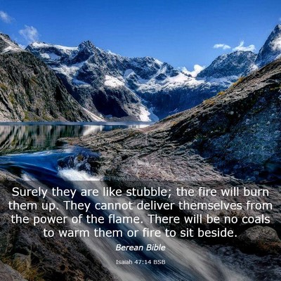 Picture 03 - Isaiah 47:14 BSB - Surely they are like stubble; the fire will burn - Bible Verse Picture