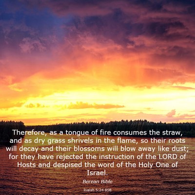 Picture 03 - Isaiah 5:24 BSB - Therefore, as a tongue of fire consumes the - Bible Verse Picture