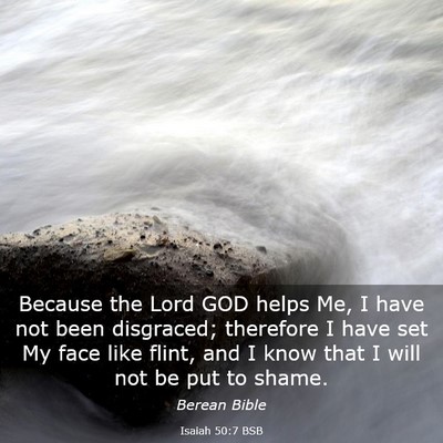 Picture 03 - Isaiah 50:7 BSB - Because the Lord GOD helps Me, I have not been - Bible Verse Picture