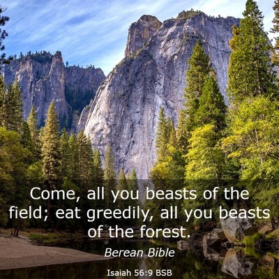 Picture 03 - Isaiah 56:9 BSB - Come, all you beasts of the field; eat greedily, - Bible Verse Picture