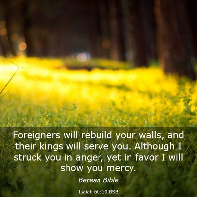 Picture 03 - Isaiah 60:10 BSB - Foreigners will rebuild your walls, and their - Bible Verse Picture