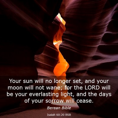 Picture 03 - Isaiah 60:20 BSB - Your sun will no longer set, and your moon will - Bible Verse Picture