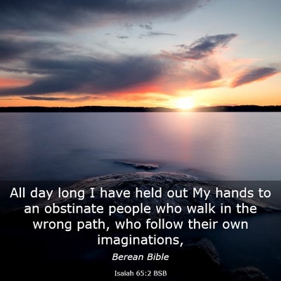 Picture 03 - Isaiah 65:2 BSB - All day long I have held out My hands to an - Bible Verse Picture