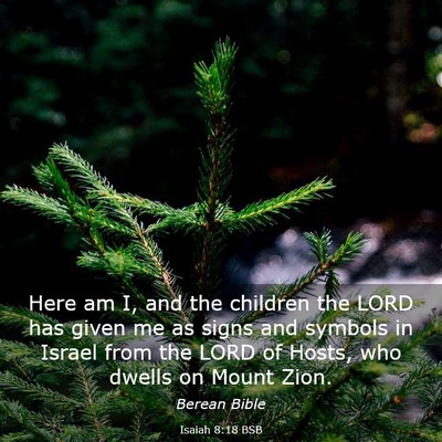 Picture 03 - Isaiah 8:18 BSB - Here am I, and the children the LORD has given me - Bible Verse Picture