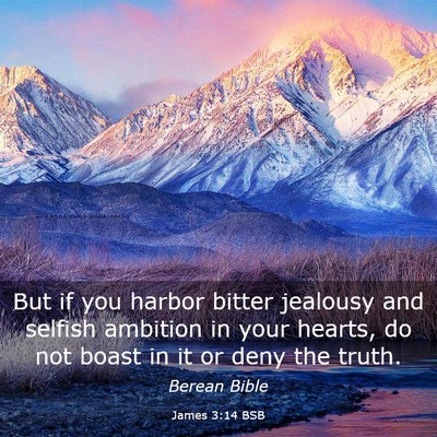 Picture 03 - James 3:14 BSB - But if you harbor bitter jealousy and selfish - Bible Verse Picture