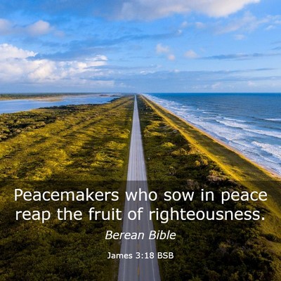 Picture 03 - James 3:18 BSB - Peacemakers who sow in peace reap the fruit of - Bible Verse Picture