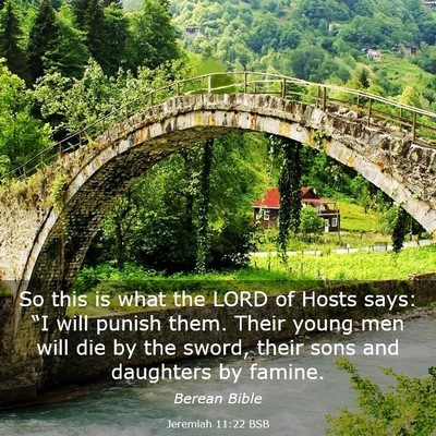 Picture 03 - Jeremiah 11:22 BSB - So this is what the LORD of Hosts says: “I will - Bible Verse Picture