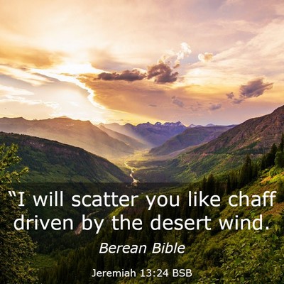 Picture 03 - Jeremiah 13:24 BSB - “I will scatter you like chaff driven by the - Bible Verse Picture