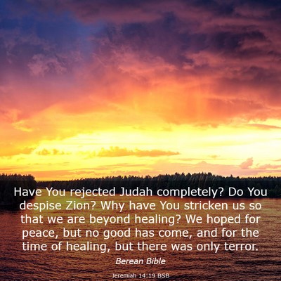 Picture 03 - Jeremiah 14:19 BSB - Have You rejected Judah completely? Do You - Bible Verse Picture