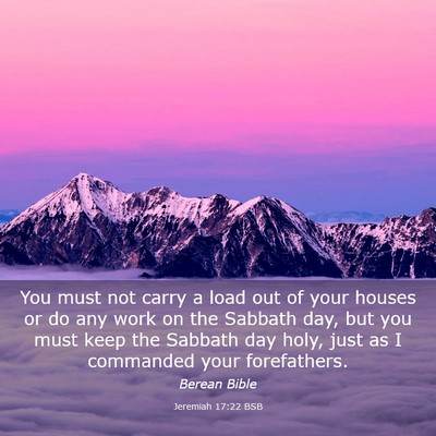 Picture 03 - Jeremiah 17:22 BSB - You must not carry a load out of your houses or - Bible Verse Picture
