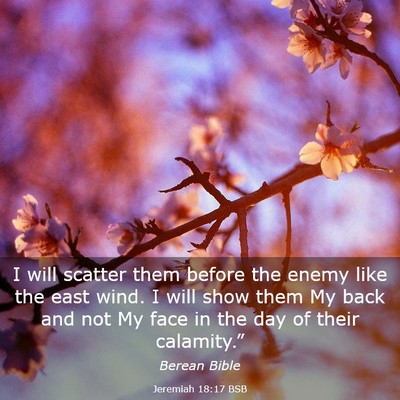 Picture 03 - Jeremiah 18:17 BSB - I will scatter them before the enemy like the - Bible Verse Picture