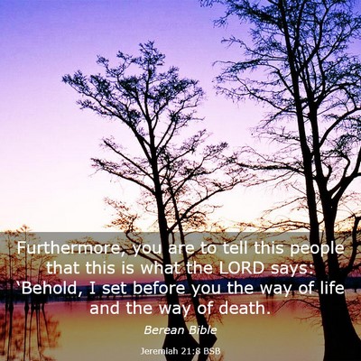Picture 03 - Jeremiah 21:8 BSB - Furthermore, you are to tell this people that - Bible Verse Picture
