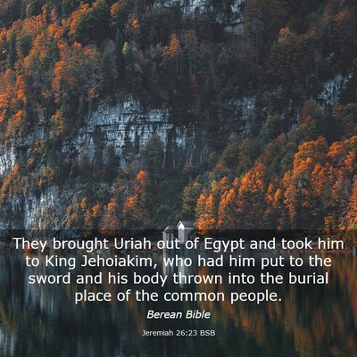 Picture 03 - Jeremiah 26:23 BSB - They brought Uriah out of Egypt and took him to - Bible Verse Picture