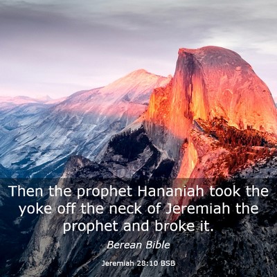 Picture 03 - Jeremiah 28:10 BSB - Then the prophet Hananiah took the yoke off the - Bible Verse Picture