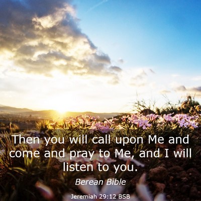 Picture 03 - Jeremiah 29:12 BSB - Then you will call upon Me and come and pray to - Bible Verse Picture
