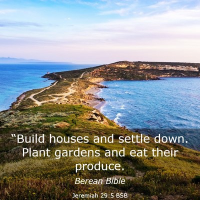 Picture 03 - Jeremiah 29:5 BSB - “Build houses and settle down. Plant gardens - Bible Verse Picture