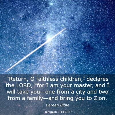 Picture 03 - Jeremiah 3:14 BSB - “Return, O faithless children,” declares the - Bible Verse Picture