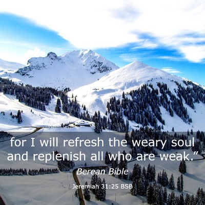 Picture 03 - Jeremiah 31:25 BSB - for I will refresh the weary soul and replenish - Bible Verse Picture