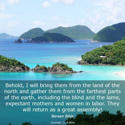 Picture 03 - Jeremiah 31:8 BSB - Behold, I will bring them from the land of the - Bible Verse Picture