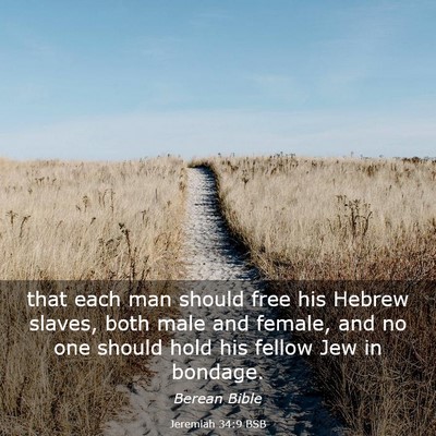 Picture 03 - Jeremiah 34:9 BSB - that each man should free his Hebrew slaves, both - Bible Verse Picture