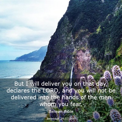 Picture 03 - Jeremiah 39:17 BSB - But I will deliver you on that day, declares the - Bible Verse Picture